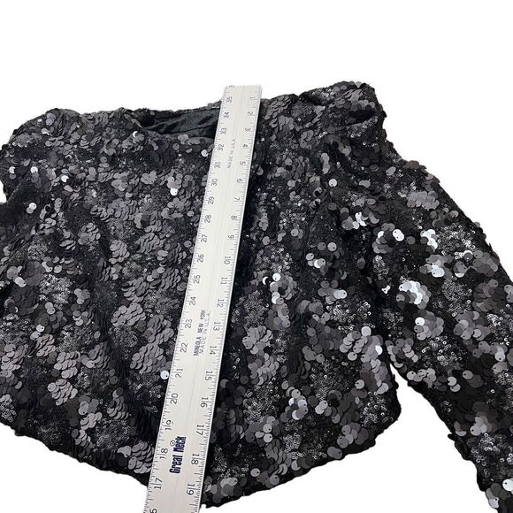 Blank NYC Jacket Women’s XS Black Sequin Puff Sleeve Crop Party Club Revolve NEW - Picture 5 of 16